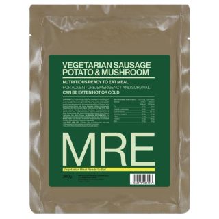 300g Vegetarian Sausage,  Potatoes.  Mushrooms MRE Ready to Eat Meal